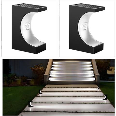 Lampada Solare Da Esterno Per Scale - Illuminazione Bianca Per Giardini E Vialetti  2 Pack - Foto 1