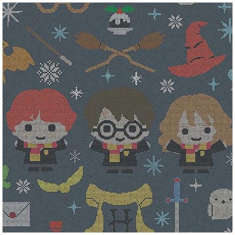 Puzzle Rotondo 500 Pezzi Natale A Hogwarts 50cm Con Scatola Decorativa, Multicolore - Foto 2