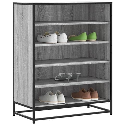 Scarpiera Grigio Sonoma 75x38x97,5 cm Legno Multistrato Metallo - Foto 2