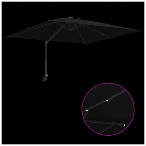 Ombrello da giardino Nero 248.5 x 247.5 x 160 cm Tessuto - Foto 9