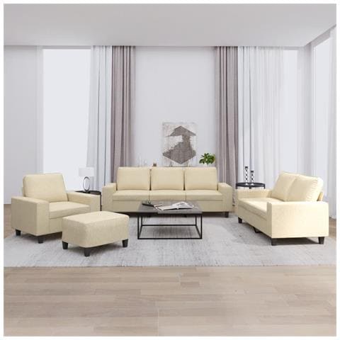 Set di Divani 4 pz Crema in Tessuto - Foto 2