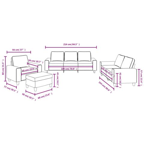 Set di Divani 4 pz Crema in Tessuto - Foto 9