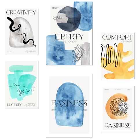 Set Di 6 Stampe Sensazioni Con Illustrazioni Di Design Per Decorare Le Pareti Della Tua Casa, Ufficio, Negozio E Attività Commerciale A3 & A4 Senza Cornice - Foto 1