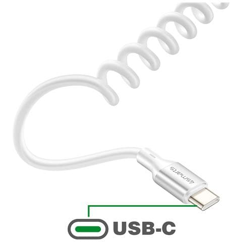 Cavo Usb-c A Usb-c 100w 480 Mb /s A Spirale Retrattile Da 12 A 50 Cm, Bianco - Foto 2