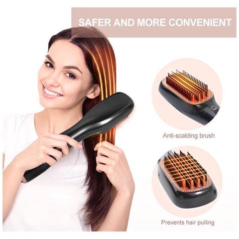Spazzola Ad Aria Calda 3-in-1: Pettine Elettrico Lisciante E Arricciacapelli Con Tecnologia A Ioni Negativi - Foto 3
