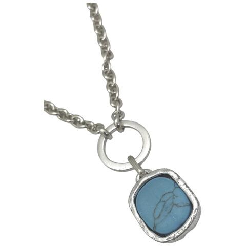 Collana Con Ciondolo Turchese Placcato Argento 10µ - Foto 2