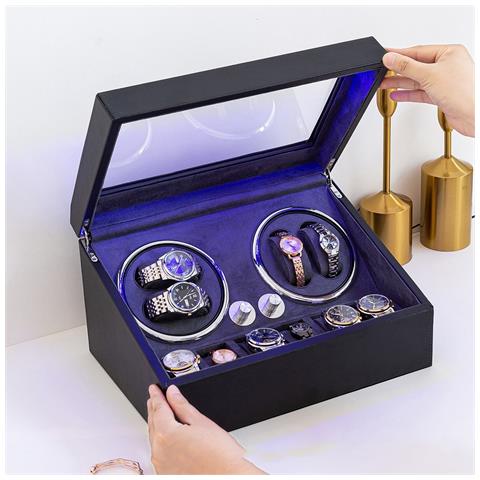 Carica Orologi Automatico Con Led - Cinque Modalità Di Rotazione, Finitura In Pelle Gray - Foto 3