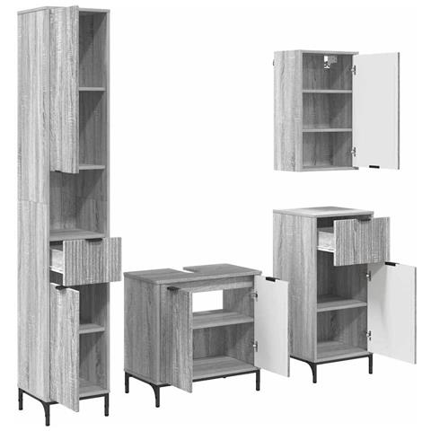 Set di mobili per il bagno con cassetto con porta Grigio Sonoma - Foto 1