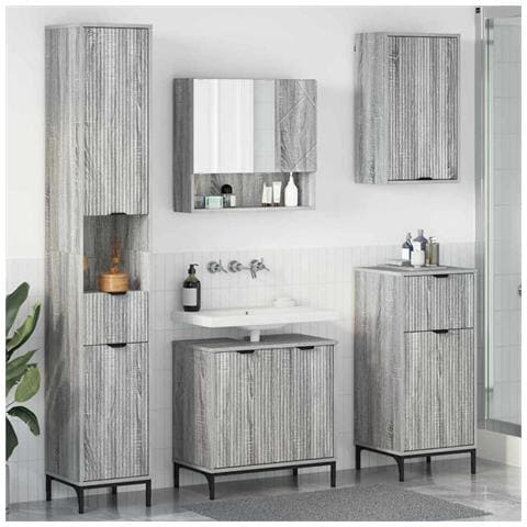 Set di mobili per il bagno con cassetto con porta Grigio Sonoma - Foto 2