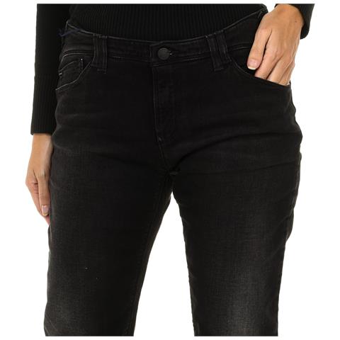 Pantaloni Lunghi In Denim Effetto Consumato 6x5j28-5d08z Donna - Foto 2