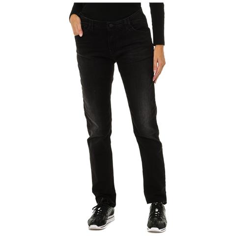 Pantaloni Lunghi In Denim Effetto Consumato 6x5j28-5d08z Donna - Foto 1