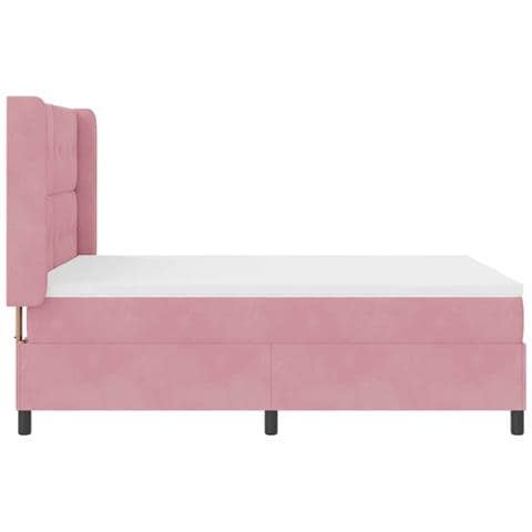 Letto a molle con materasso con led Rosa 160 x 200 cm Velluto - Foto 9