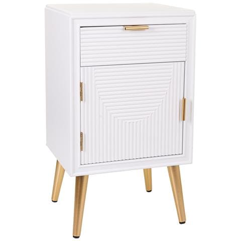 Comodino In Legno Bianco 39,5x36x70,5 - Foto 1