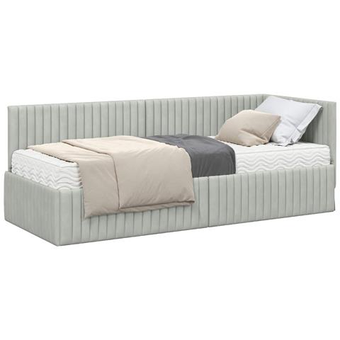 Struttura Letto Angolare con Materasso 2 pcs Grigio chiaro - Foto 1