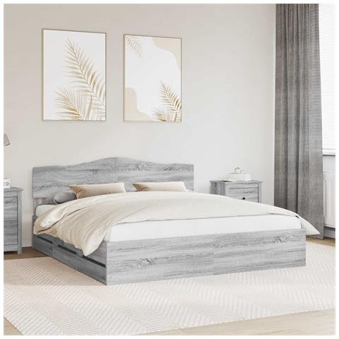 Struttura del letto con cassetto Grigio Sonoma 200 x 200 cm - Foto 2
