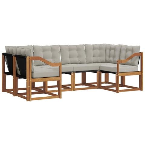 Set di divani da esterno 6 pcs Grigio Naturale e Chiaro - Foto 1