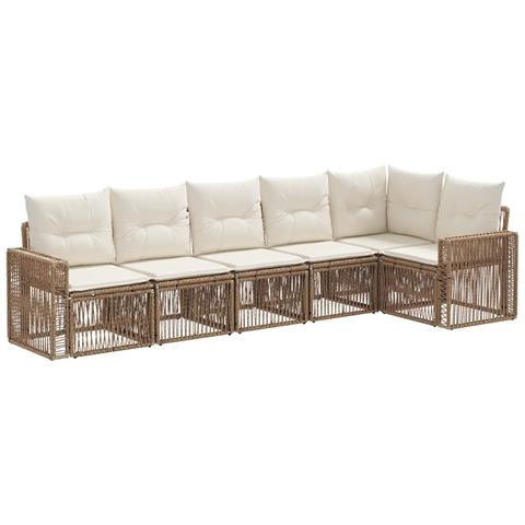Set Divano da Giardino 6 pcs Beige e Bianco Crema polyrattan - Foto 1