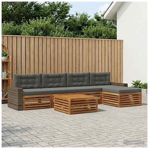 Set di divani da esterno 6 pcs Naturale e Antracite - Foto 2