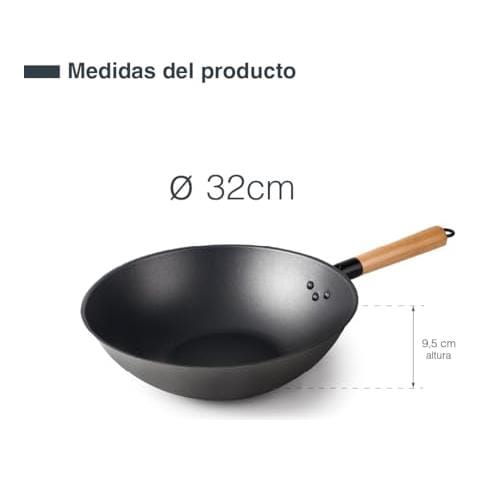 66132 - Wok rustico, wok in ferro 100% naturale con rivestimento antiaderente a tre strati - Foto 3