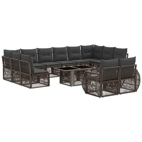 Set Divano da Giardino 13 pz Grigio e Grigio Scuro polyrattan - Foto 1