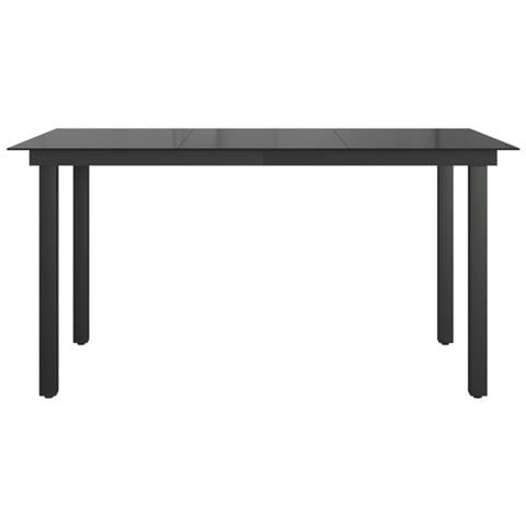Tavolo Da Pranzo Per Giardino Vetro Alluminio 150x90x74 Cm Nero - Foto 2