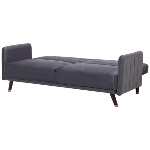 Divano Letto A 3 Posti In Tessuto Vellutato Grigio Senja - Foto 19