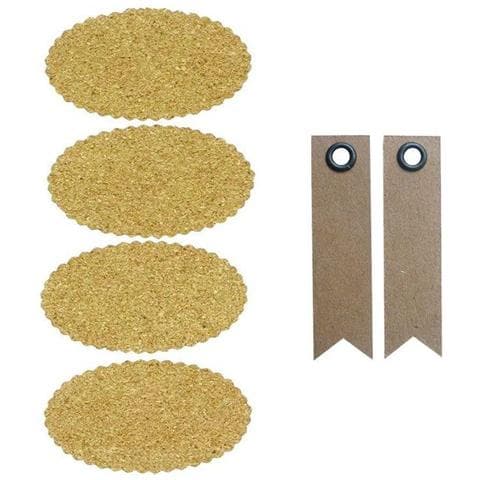 Adesivi In ? ? sughero X 4 - Ovale + 20 Etichette Kraft Con Gagliardetto - Foto 1