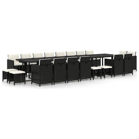 Set Da Pranzo Da Giardino 21 Pz Con Cuscini In Polyrattan Nero - Foto 1