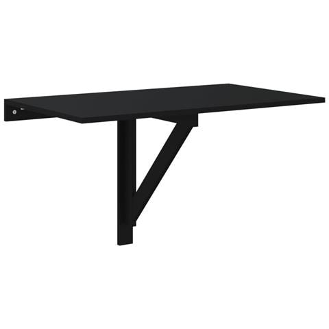 Tavolino Da Parete Pieghevole Nero 100x60x56 Cm In Multistrato - Foto 4