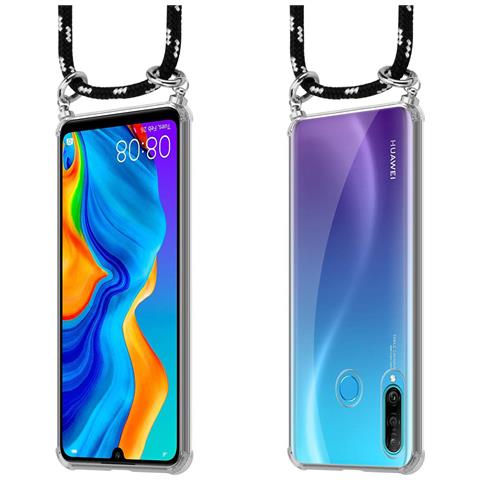 Catena Di Telefoni Cellulari Compatibile Con Huawei P30 Lite In Nero Argento - Coperchio Protettivo In Silicone Con Anelli D'argento, Cinturino In Corda E Custodia Staccabile - Foto 8