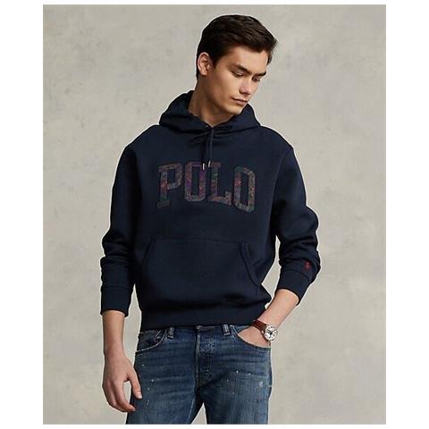 Felpa Ralph Lauren Uomo Navy Con Cappuccio In 100% Cotone Felpa Con Logo Tg M - Foto 4