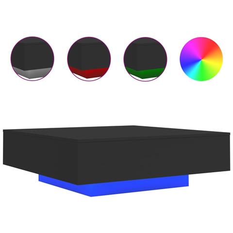 Tavolino Da Soggiorno Con Luci Led Nero 100x100x31 Cm - Foto 2