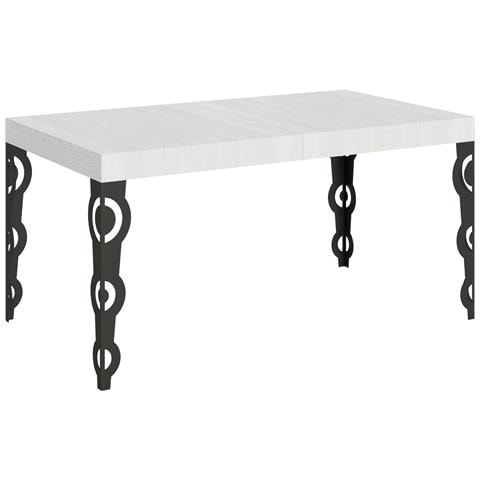 Tavolo Allungabile 90x160/264 Cm Karamay Telaio Antracite - Bianco Frassino - Foto 5