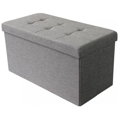 Pouf Contenitore Rettangolare In Stoffa Grigio Scuro - Foto 1