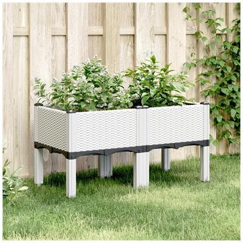 Fioriera Da Giardino Con Gambe Bianco 80x40x42 Cm In Pp - Foto 1