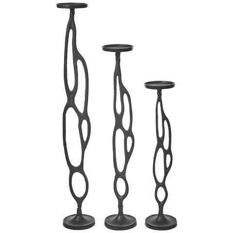 Set Di 3 Portacandele Metallo Nero Buni - Foto 2