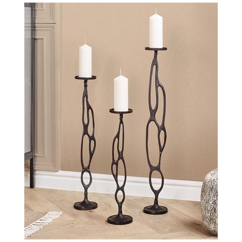 Set Di 3 Portacandele Metallo Nero Buni - Foto 1