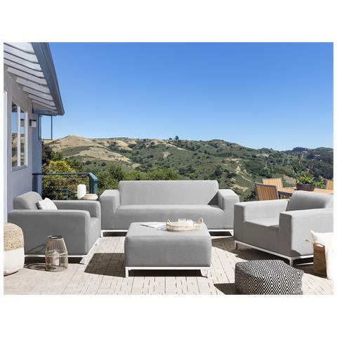 Set Da Giardino 5 Posti Grigio Chiaro E Bianco Rovigo - Foto 1