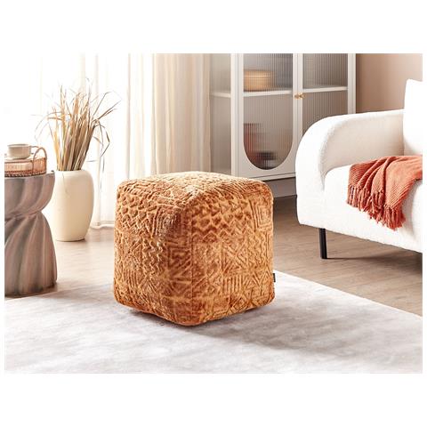 Pouf Sanawan Viscosa Marrone Dorato 50 Cm 50 Cm 50 Cm - Foto 1