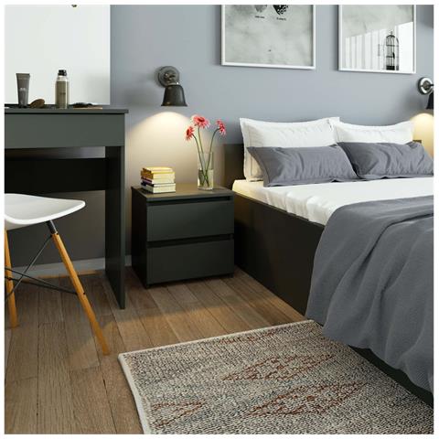 Comodino CL2, 2 cassetti, 40x35x40 cm, Colore Grigio Grafite - Foto 4