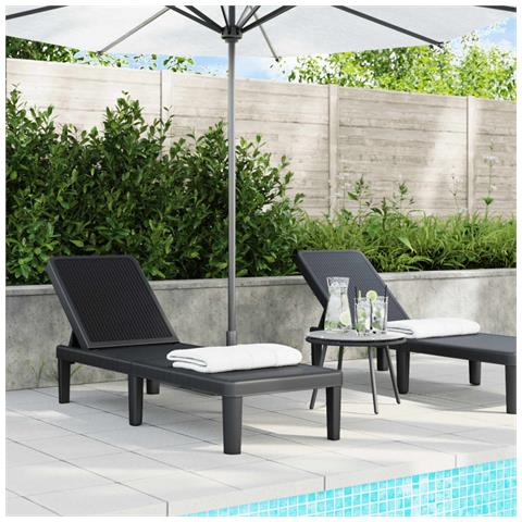 Lettino Prendisole Nero 159x57x83,5 Cm In Polipropilene - Foto 10