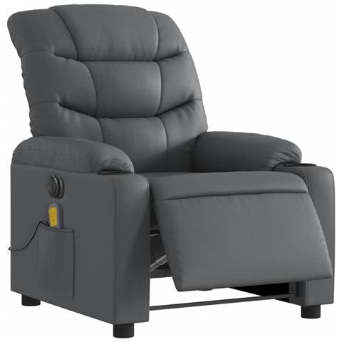 Poltrona Massaggiante Elettrica Reclinabile Grigio Similpelle - Foto 2