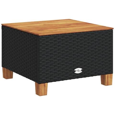 Tavolo Da Giardino Nero 55x55x36cm In Polyrattan E Legno Acacia - Foto 2