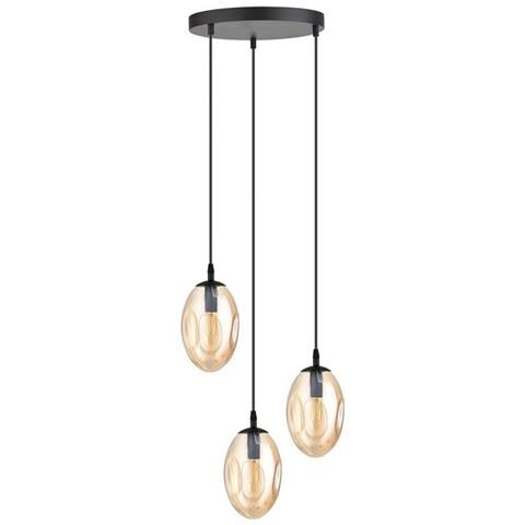Lampada A Sospensione Astral - Nero, Ambra - Acciaio Verniciato A Polvere, Vetro - 40x100x40 Cm - Foto 2