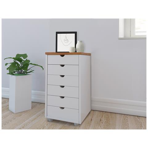 Gava Comò Con 6 Cassetti In Pino Bianco E Natura - Foto 6