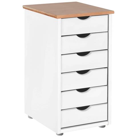 Gava Comò Con 6 Cassetti In Pino Bianco E Natura - Foto 1