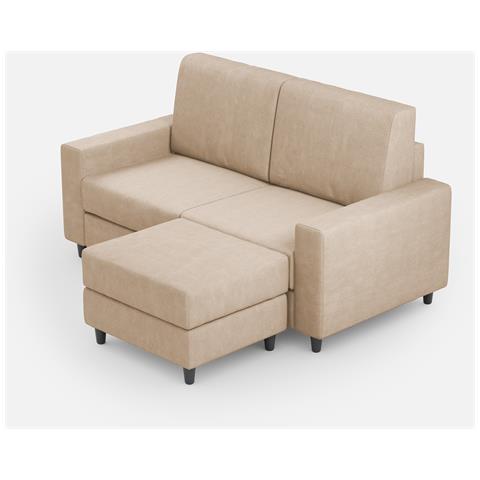 Divano Sakar 2 Posti (due Sedute Da 60cm) + Pouf Misure Esterne L. 148 P. 155 Colore Beige - Foto 1