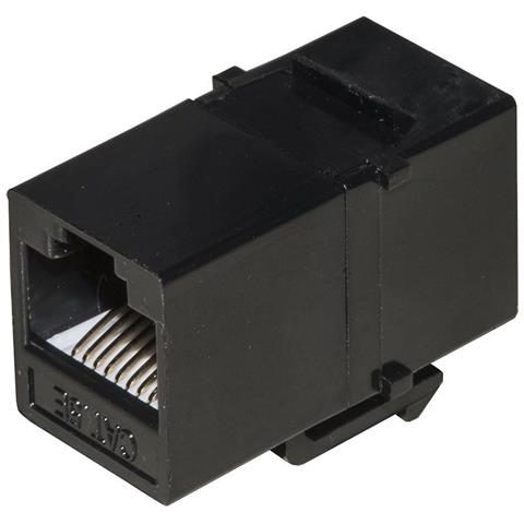 COUPLER CAT5E RJ45 UTP F /F NERO CON GANCI PER PANNELLI - Foto 1