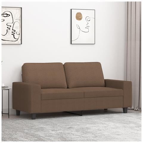 Divano A 2 Posti Marrone 140 Cm In Tessuto - Foto 1