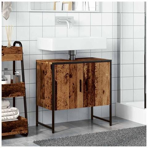 Mobile Lavabo Bagno Legno Antico 60x33x60 Cm Legno Multistrato - Foto 3